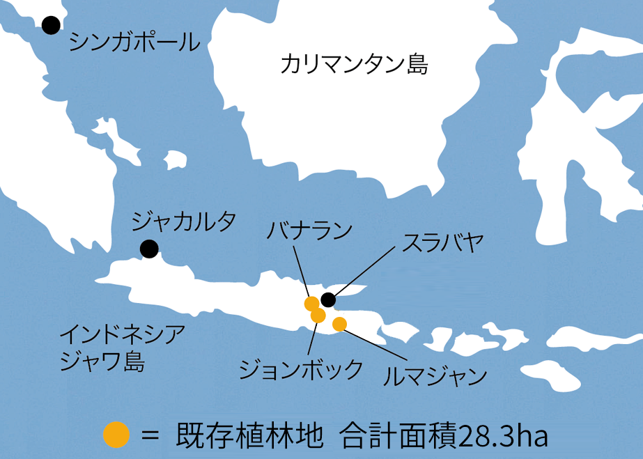 当社植林地を示した地図