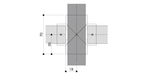 納まり図：十字ブラケット