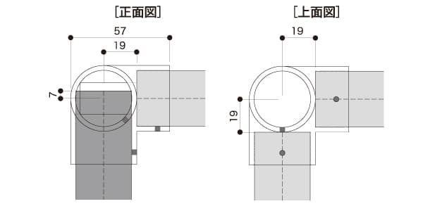 納まり図：三方Ｌ字ブラケット