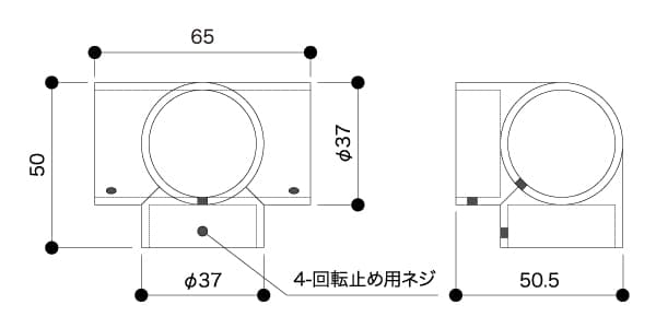 製品図面：四方Ｌ字ブラケット