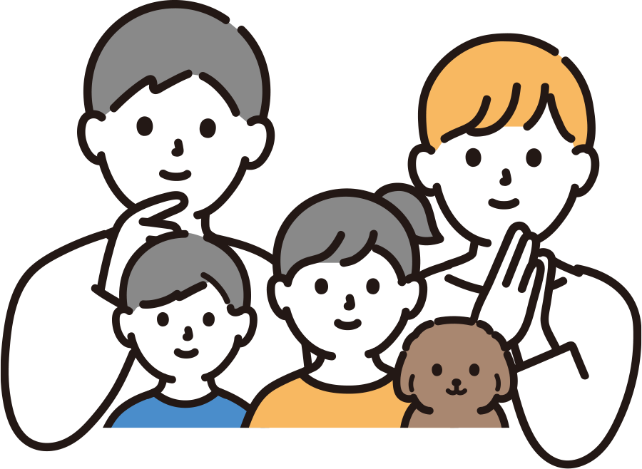 4人家族がショールームを訪れるイメージ