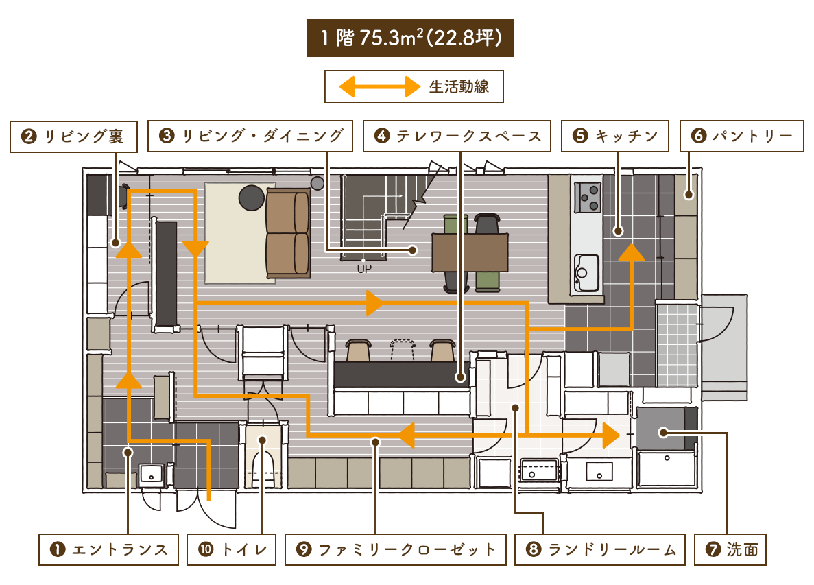 ショールームの間取りと生活動線