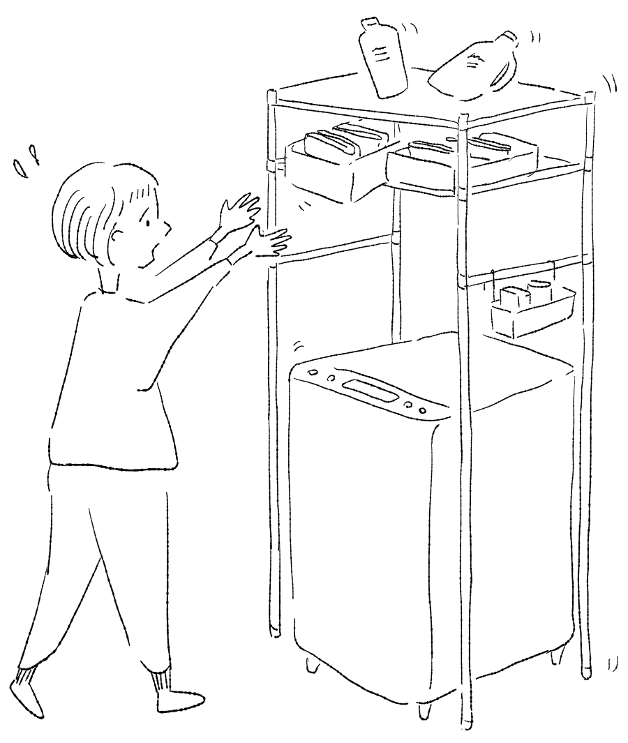 ラックがガタガタ揺れるイメージ