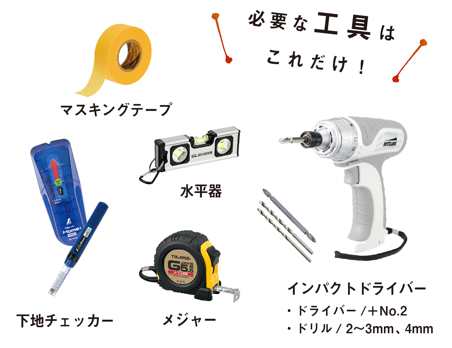 必要な工具はこれだけ！